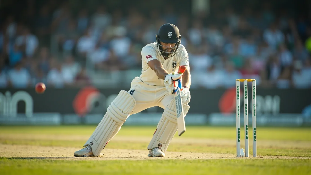 Medium tactical shot from behind the stumps showing a slip cordon and a batsman at the crease, framing the kind of match-day venue moment where the redemption and value terms of a sports offer become operationally clear