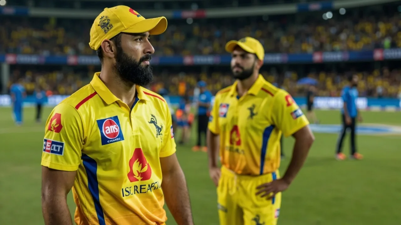 Wide stadium view at evening under floodlights, framing the setting where Chennai Super Kings will weigh fitness, retention and release calls before IPL 2027