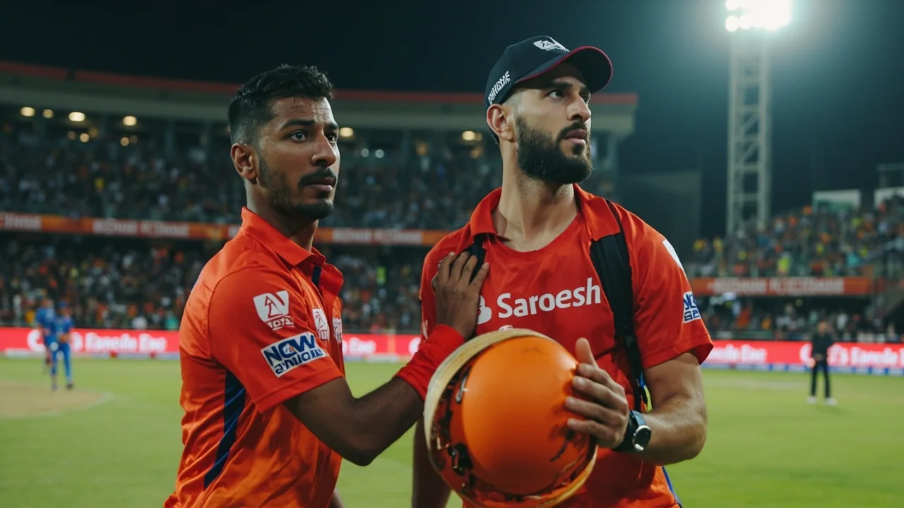 Wide stadium view of an Indian Premier League venue at twilight, with packed stands and floodlit field framing the $20.6 billion valuation announcement