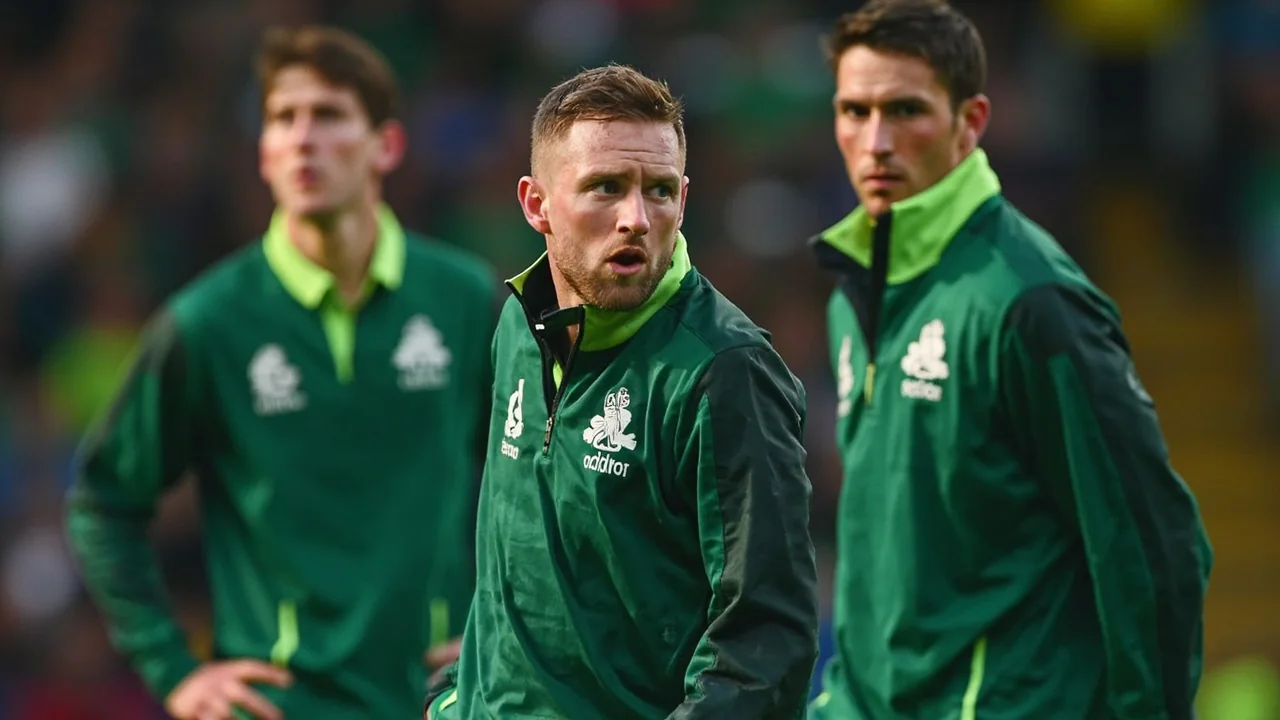 A medium tactical view of an ODI field setup during the powerplay, the kind of matchup Ireland's new seam-bowling pair will need to navigate in the Afghanistan series